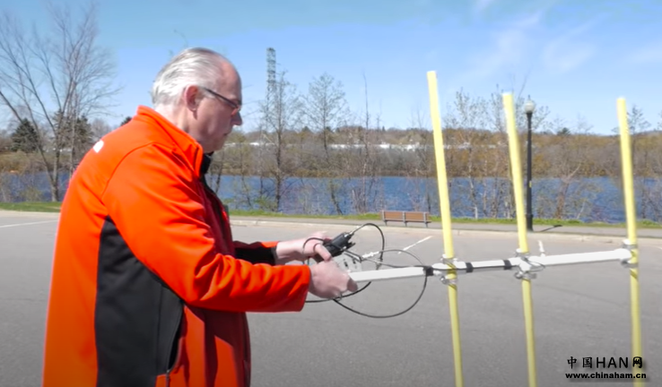 KB9VBR uses his hand-made Yagi Antenna to do Radio Direction Finding.