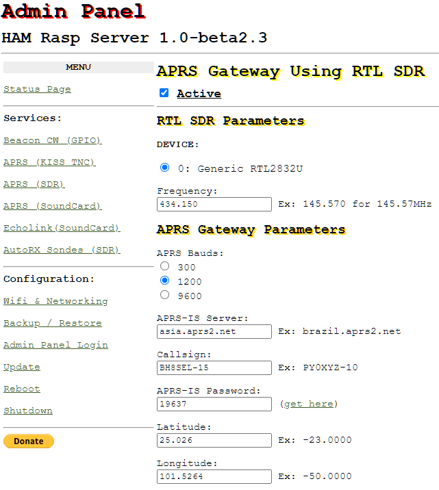 HAM树莓派服务器—支持APRS、Echolink、SVXLink、Beacon CW