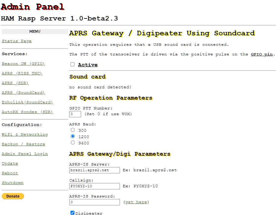 HAM树莓派服务器—支持APRS、Echolink、SVXLink、Beacon CW